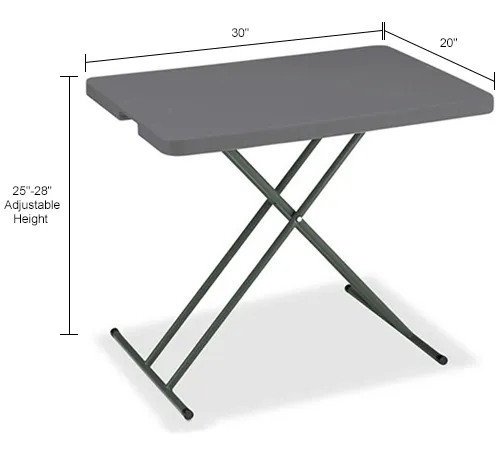 Interion® Adjustable Height Plastic Folding Table, 20