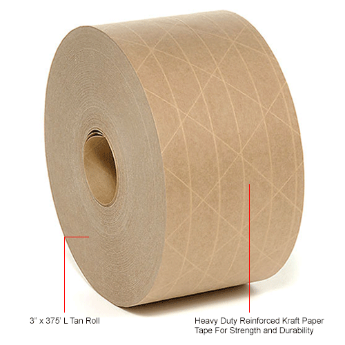 Reinforced Water Activated Gummed Kraft Paper Tape BOMEI PACK for Heavy Duty Secure Packing Shipping 2 Pack 2.75 inch x 380 ft 
