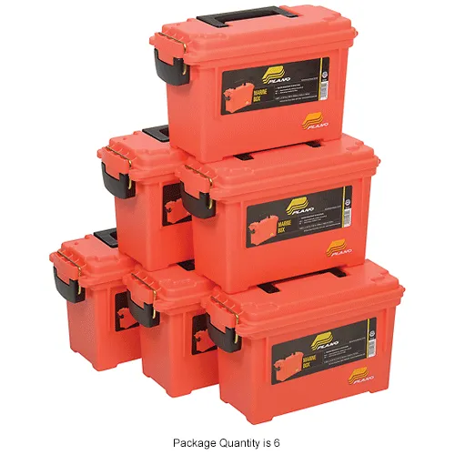 Plano Molding 131252 Marine Emergency Box 11-5/8L x 5-1/8W x 7-1/8H,  Orange - Pkg Qty 6