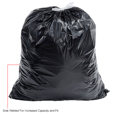 Industrial Drawstring Trash Bags, 4045 Gal, Black, 1.4 Mil, 150/Case