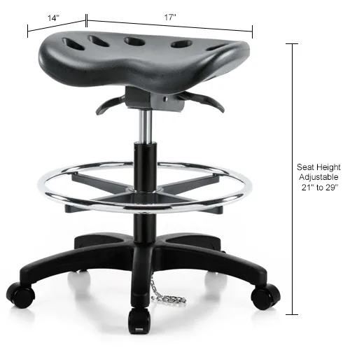 Interion ESD Polyurethane Tractor Stool With Foot Ring Seat