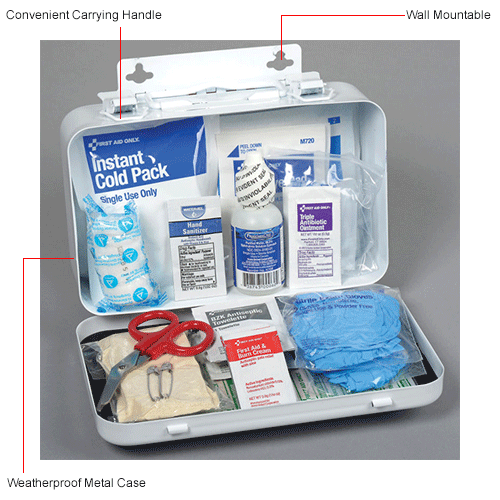 First Aid Only 90755 10 Person First Aid Kit, ANSI A, Metal Case