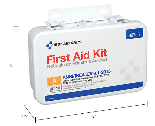 First Aid Only 90755 10 Person First Aid Kit, ANSI A, Metal Case