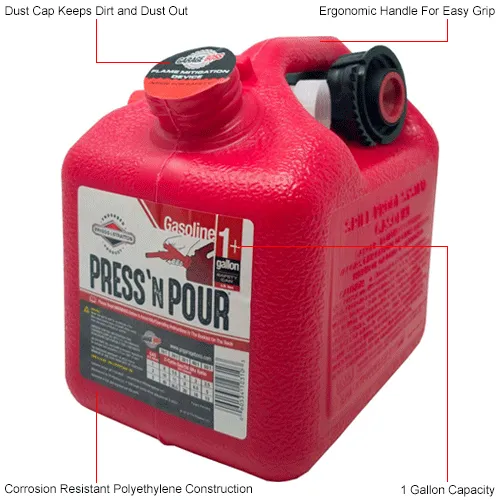 Garage BOSS Press 'N Pour 1 Gallon Gas Can, GB310