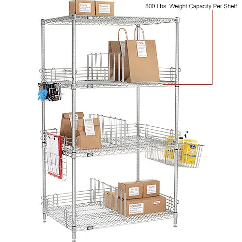 Nexelate® Silver Epoxy, To Go Rack, 4 Wire Shelves, Dividers