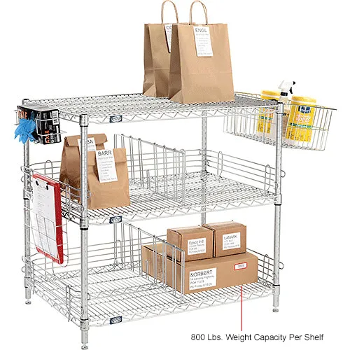 Nexel® 3 Shelf, Chrome To Go Wire Shelving Unit, 36