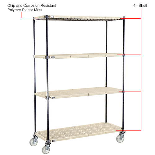 Nexelite® Plastic Mat Shelf Truck w/Poly Swivel Casters, 54"L x 21"W x