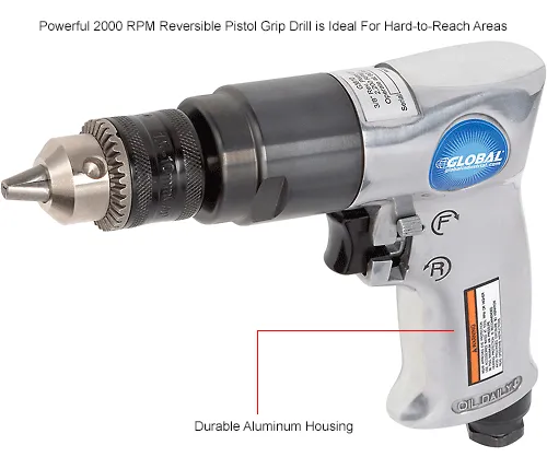 Global Industrial™ Reversible Pistol Grip Air Drill, Standard