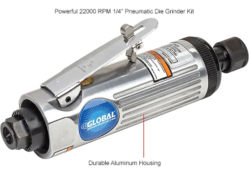 Global Industrial™ Pneumatic Die Grinder Kit, 1/4 Air Inlet, 22000 RPM