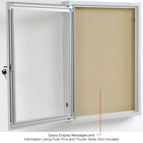 Ghent Enclosed Bulletin Board, 1 Door, 18"W x 24"H, Caramel Vinyl