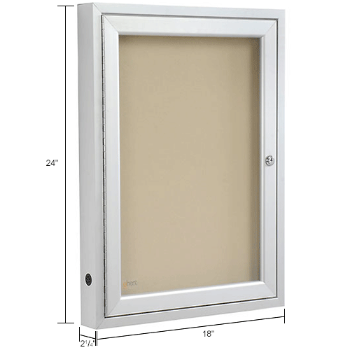 Ghent Enclosed Bulletin Board, 1 Door, 18"W x 24"H, Caramel Vinyl