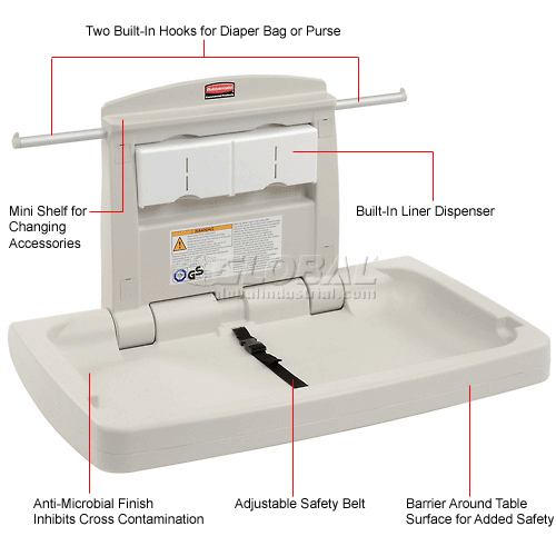 Rubbermaid® Horizontal Baby Changing Station FG781888LPLAT