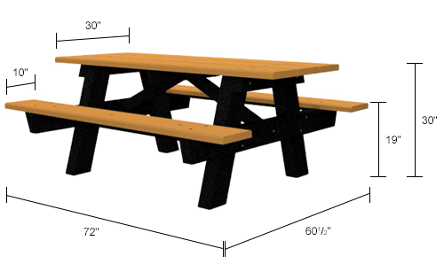 Global Industrial™ 6' A Frame Rectangular Picnic Table, Recycled ...