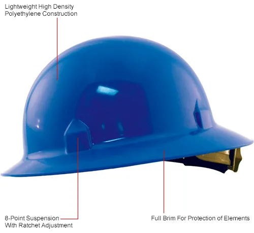 Jackson Safety Blockhead Full Brim Hard Hat, Non-Vented, Ratchet  Suspension, Blue Pkg Qty 10