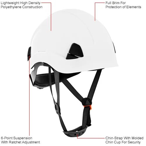 Jackson Safety CH-300 Climbing Industrial Hard Hat, Non-Vented,  Suspension, White