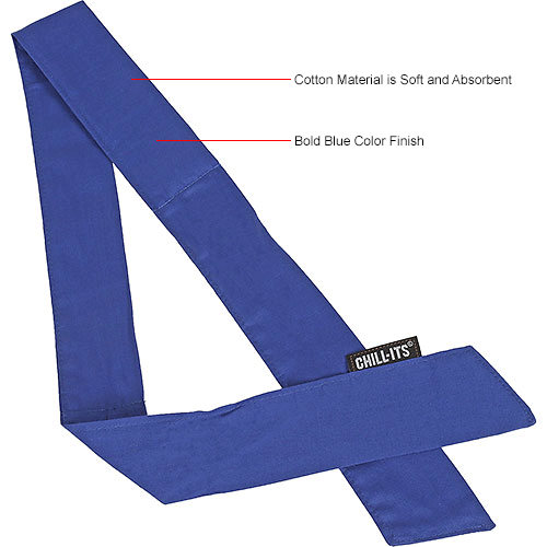 Ergodyne&#174; Chill-Its&#174; 6700 Evaporative Cooling Bandana - Tie, Solid Blue, One Size