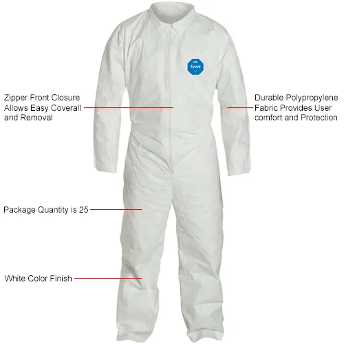 DuPont™ Tyvek® 400, Coverall,Serged Seams, Open Wrist & Ankles
