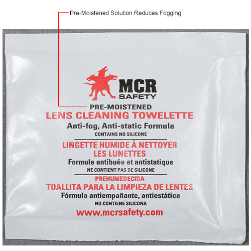 MCR Safety LCT Lens Cleaning Spec Saver Towelette, 100 Wipes/Box