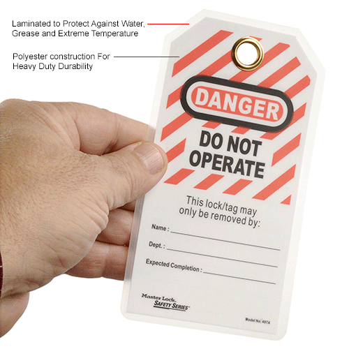 Master Lock® Safety "Do Not Operate" Lockout Tagout Tags, English, 12