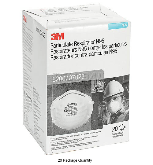 3M™ Particulate Respirator 8200/07023(AAD), N95, Box of 20
																			