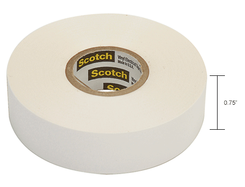 3M Scotch&#174; Vinyl Electrical Color Coding Tape 35-White, 3/4" X 66', 80610833982
