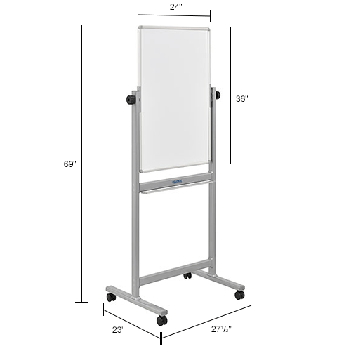 Global Industrial™ Mobile Reversible Magnetic Whiteboard - 24"W x 36"H - Steel - Silver Frame
																			