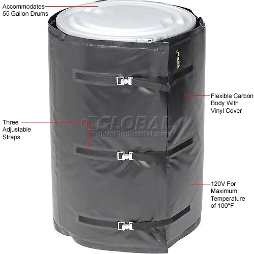 Powerblanket Insulated 15 Gal. Drum Heating Blanket - Barrel Heater Fixed Temp 100 F Freeze Protection Process Heating Bh15rrg