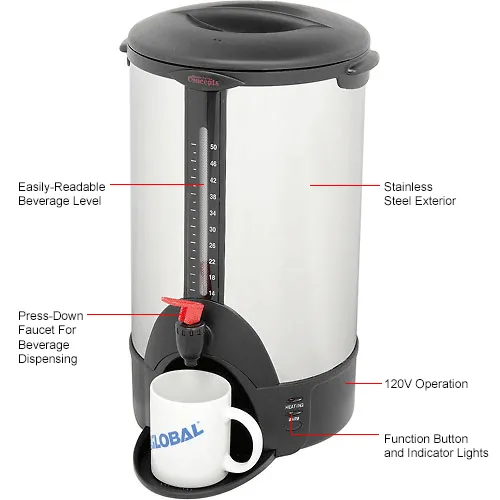Classic Coffee Concepts SSU50 - Coffee Percolator / Urn, 50-Cup, Stainless  Steel, 120V