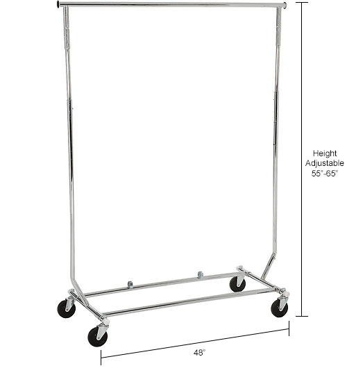 Salesman's Collapsible Portable Clothing Rack RCS/1 - Round Tubing - Chrome