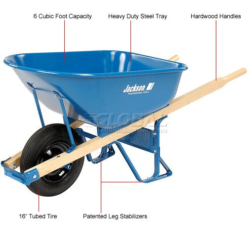 6 Cubic Foot Jackson® Steel Contractor Wheelbarrow