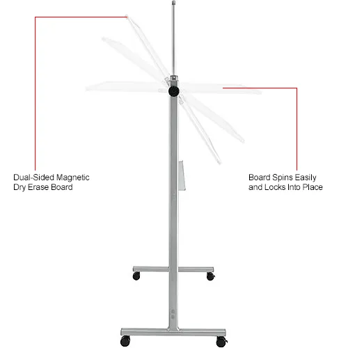 Oline Mobile Whiteboard 48 x 36 Inch Large Magnetic Rolling Double Sided  Reversible Dry Erase Board & Reviews