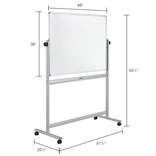 Global Industrial™ Mobile Reversible Whiteboard - 48 x 36 - Steel ...