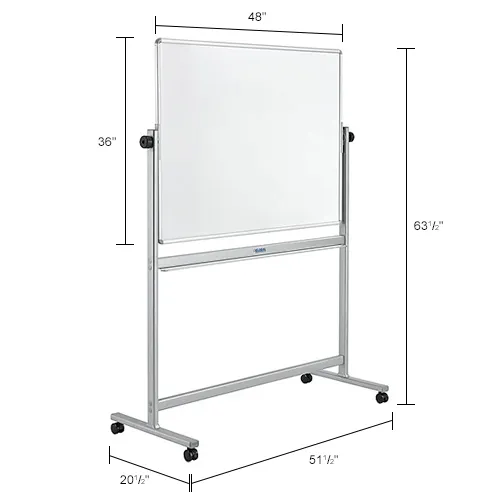 Rolling Dry Erase Board 48 X 36 - Large Portable Magnetic Whiteboard With Stand - Double Sided