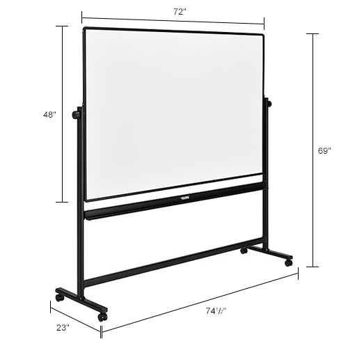 Mobile Reversible Whiteboard - 72 x 48 - Black Frame
