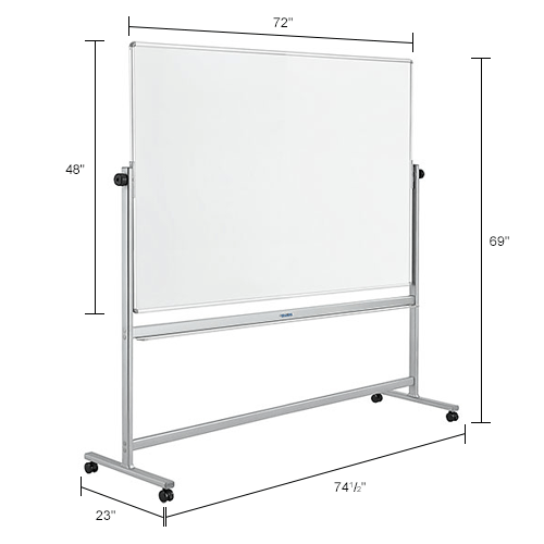 72W x 40H Offex Mobile Dry Erase Double Sided Magnetic Whiteboard 