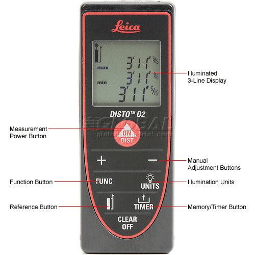 Leica DISTO™ D2 US 320ft Bluetooth 4.0 Laser Distance Meter, 838725