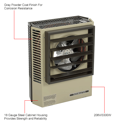 TPI Unit Heater, Horizontal or Vertical Discharge F1F5103N - 3300W 208V 1 PH
