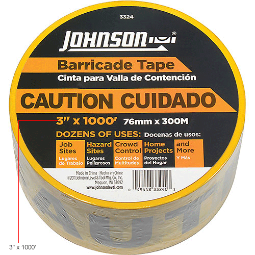 1,000' x 3" Yellow "Caution" Tape, 1 Roll