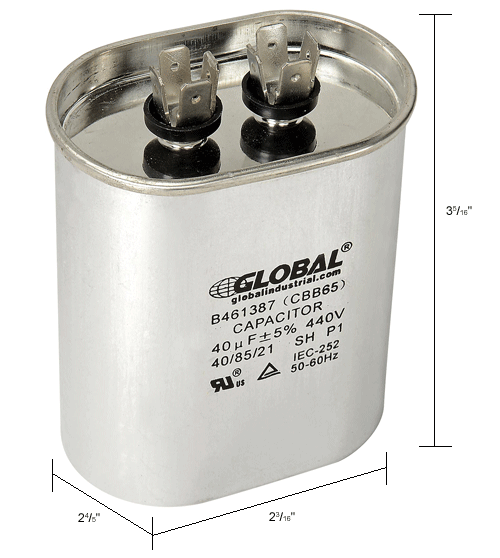 Capacitors Capacitors Global Industrial™ B461387, 40 +/ 5 MFD, 440V, Run Capacitor, Oval