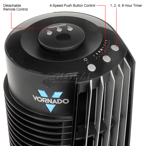 Vornado® 41" Tower Fan W/ Remote, 4 Speed, 417 CFM, 120V, Black