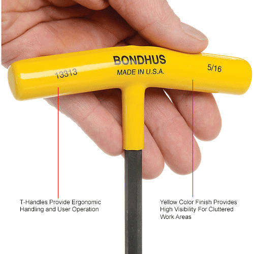 Bondhus 13390 Set 10 Graduated Length Hex T-handles
																			