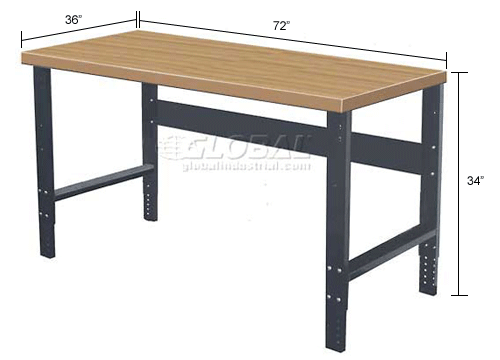 Hallowell 72 x 36 HWB7236E-ME Height Adjustable Workbench - Shop Top ...