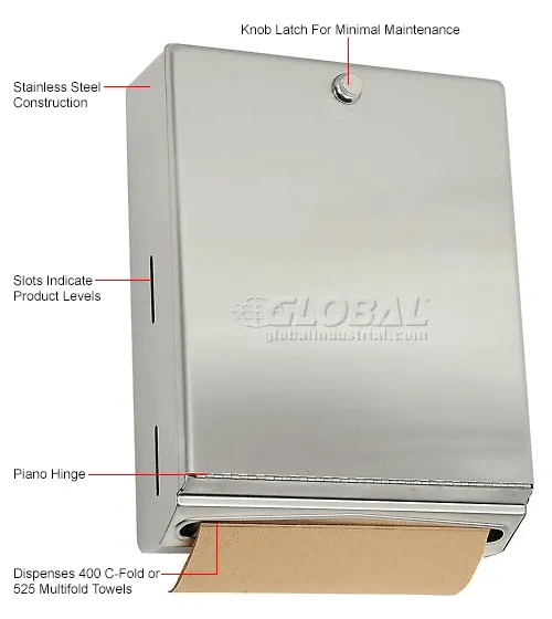 Bobrick® ClassicSeries™ Vertical Folded Paper Towel Dispenser W