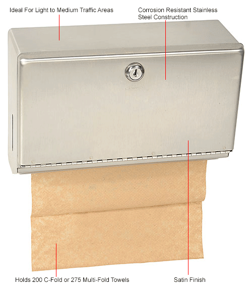 Bobrick® ClassicSeries™ Horizontal Towel Dispenser w/ Tumbler Lock
																			