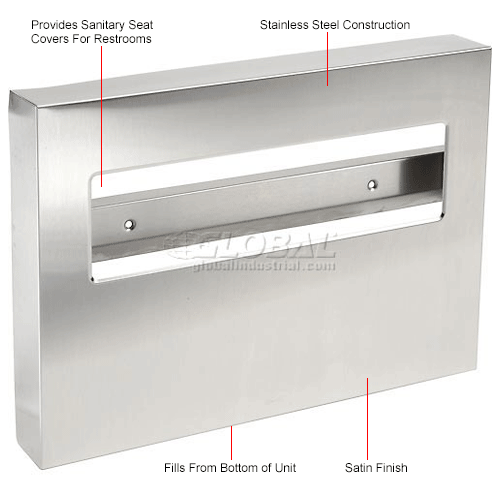 Bobrick Classicseries Surface Mounted Seat Cover Dispenser B 221 B489212 Globalindustrial Com - Bobrick 221 Stainless Steel Toilet Seat Cover Dispenser