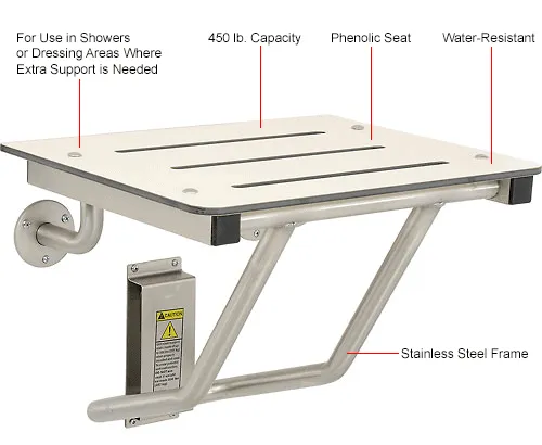 Bobrick® Folding Shower/Dressing Area Seat 18