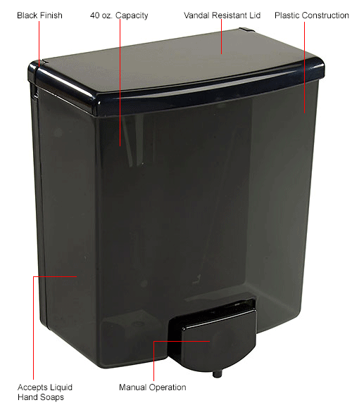 Bobrick® ClassicSeries™ Surface Mounted Black Soap Dispenser - B-42
																			