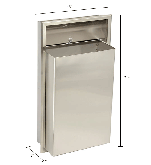 Bobrick® ClassicSeries™ Stainless Steel Recessed Trash Can, 12 Gallon