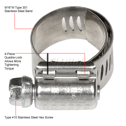 Hoses & Fittings Hose Clamps Breeze Hex Screw Aero Seal Clamp 35