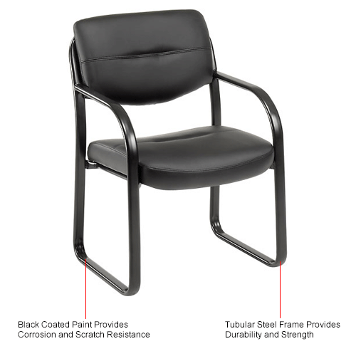 Waiting Room Chair with Arms - Leather - Black
																			